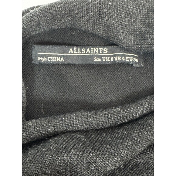 AllSaints Drina Cardigan Womens Size 4 Black Asymmetrical Zipper Drape Sweater - Picture 6 of 13